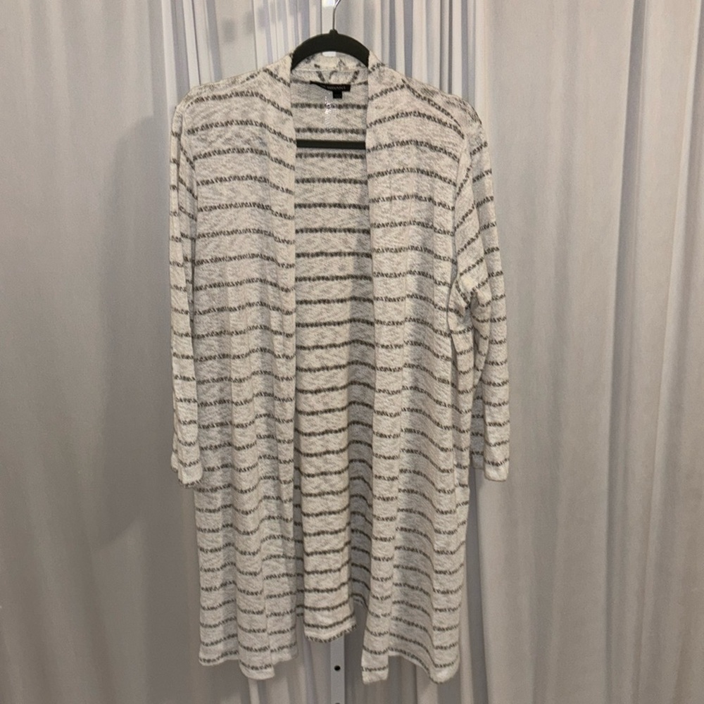 Lane Bryant Open Front Stripped Long Cardigan 14/16